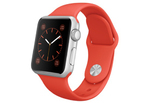 Apple Watch Sport 38 мм, серебристый, оранжевый спортивный ремешок 130-200 мм