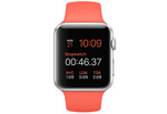 Apple Watch Sport 42 мм, серебристый, спортивный ремешок абрикосового цвета 140-210 мм