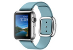 Apple Watch 38 мм, нержавеющая сталь, ремешок цвета «полярная лазурь» с современной пряжкой 160–180 мм