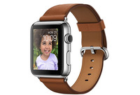 Apple Watch 42 мм, нержавеющая сталь, ремешок золотисто-коричневого цвета с классической пряжкой 150–215 мм