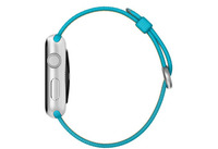 Apple Watch Sport 42 мм, серебристый, ремешок из плетеного нейлона цвета «аквамарин» 145-215 мм