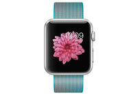 AApple Watch Sport 42 мм, серебристый, ремешок из плетеного нейлона цвета «аквамарин» 145-215 мм
